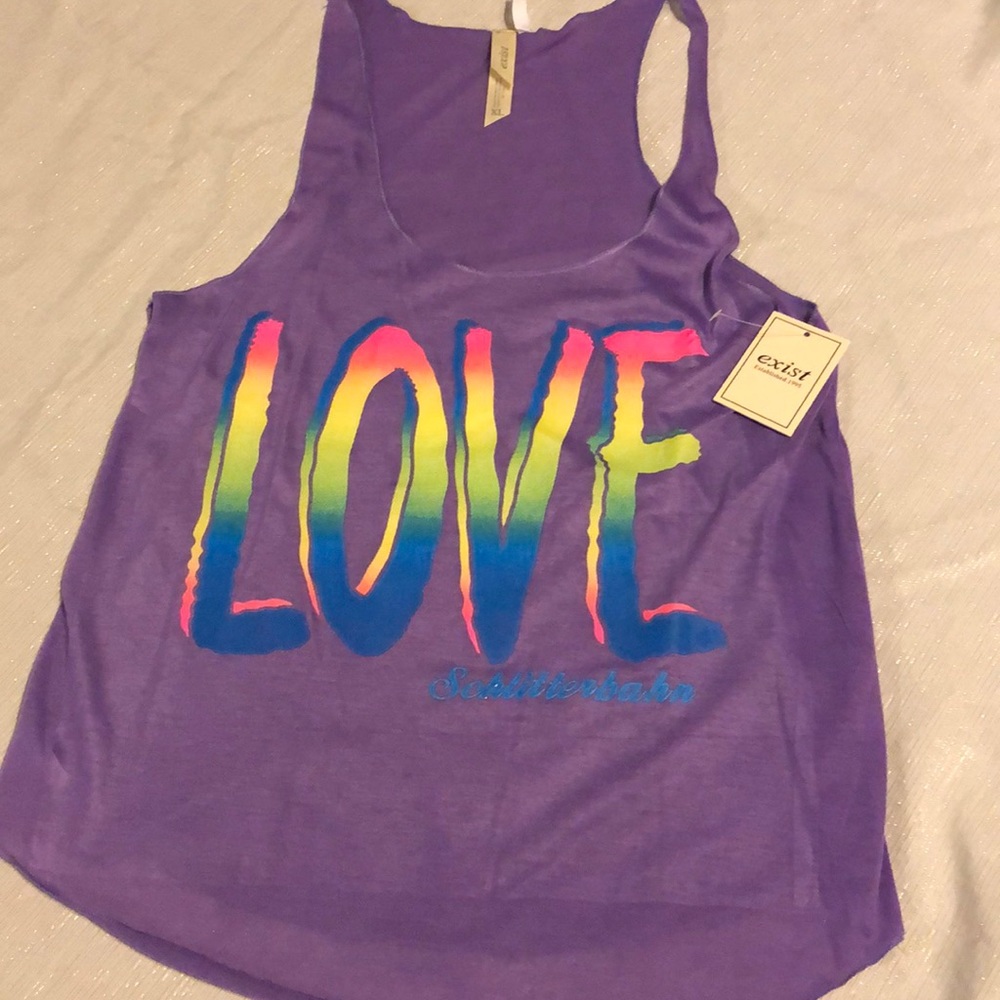 NWT purple and rainbow tank top with “Love “